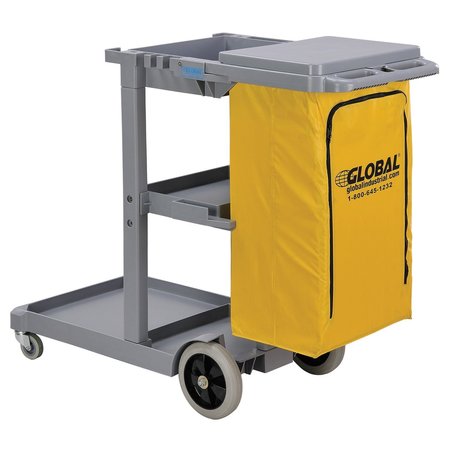 GLOBAL INDUSTRIAL Janitor Cart Gray with 25 Gallon Vinyl Bag 603590